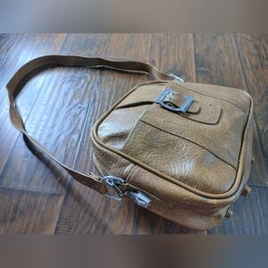 Vintage New York Woolworth brown shoulder travel bag